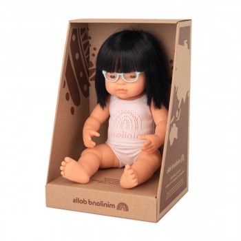 ΚΟΥΚΛΑ ASIAN GIRL  WITH GLASSES 38 CM ΜΕ ΕΣΩΡΟΥΧΑ