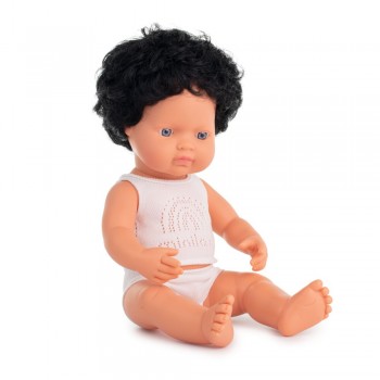 ΚΟΥΚΛΑ CAUCASIAN BOY CURLY BLACK HAIR ΜΕ ΕΣΩΡΟΥΧΑ 38 CM